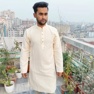 খাদি পান্জাবি (ক্রিম)